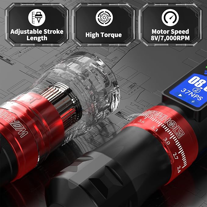 Kit Máquina Tatuar Pen Rotativa WTK457 con Tinta y Agujas miniatura 3