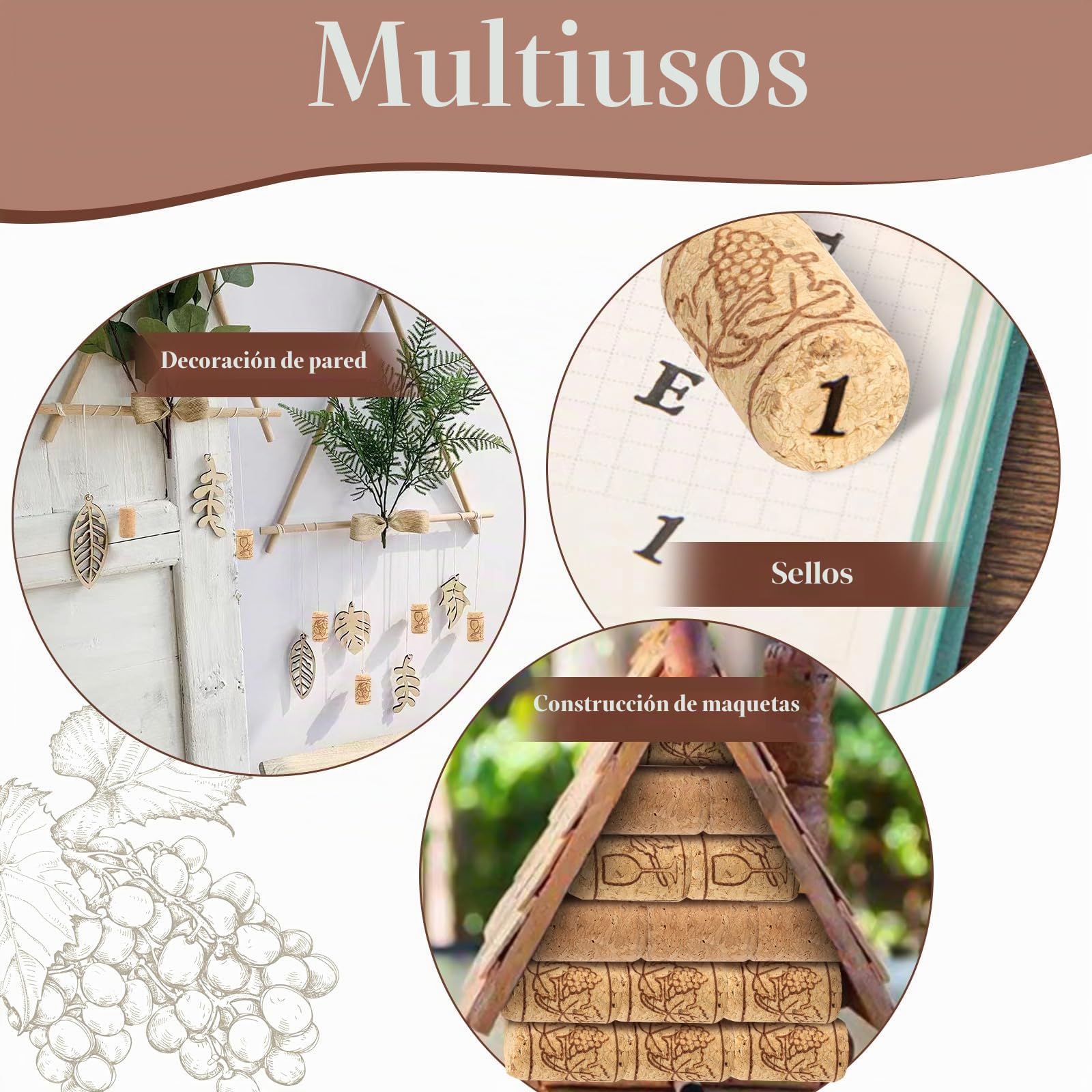 MXTIMWAN 25 Tapones de Corcho de Madera, Premium de Corcho Natural, Tapones de Corcho de Vino, Tapn de Sellado Reutilizable para Surtido de Botellas de Vino y Decoraciones de Bricolaje