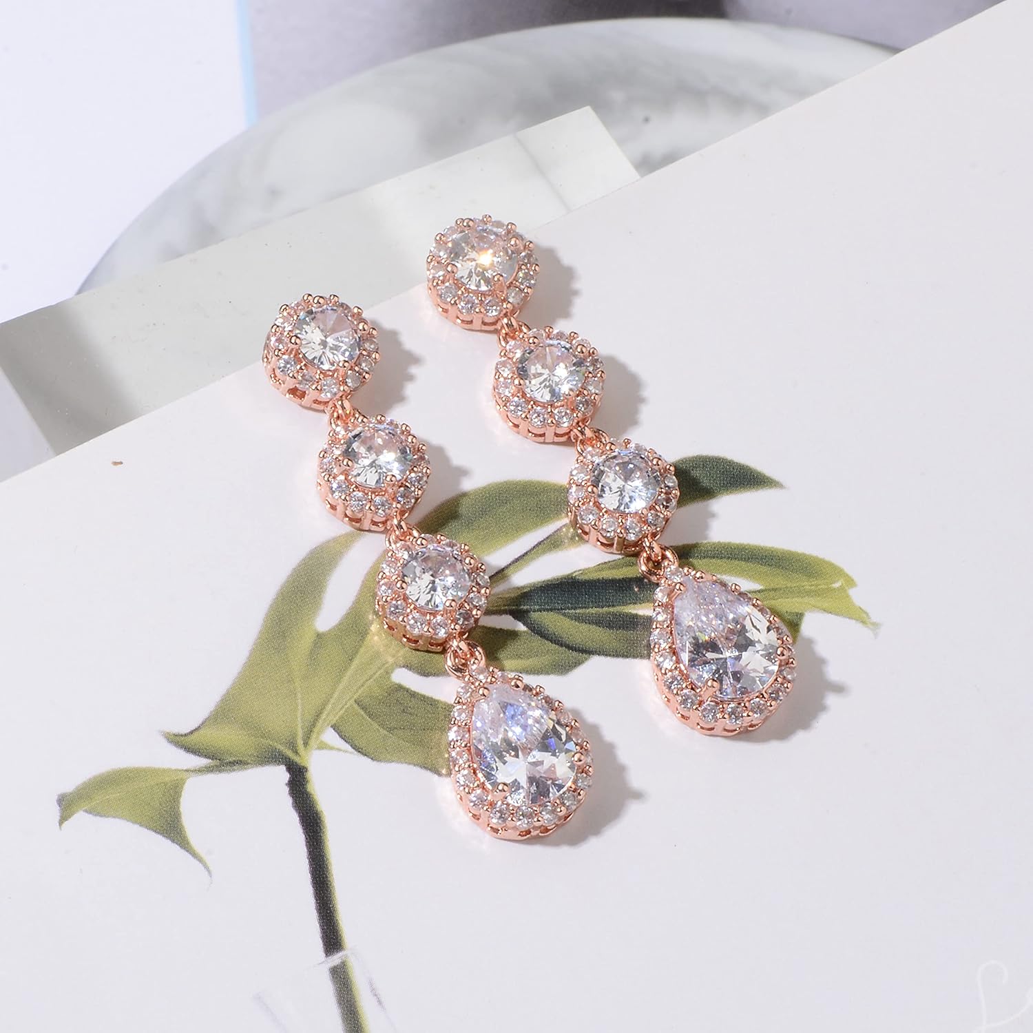 Women's Cubic Zirconia Bridal Earrings - Elegant Long Wedding Party Prom Earring for Bride Bridesmaids Crystal CZ Rhinestone Chandelier Statement Dangle Drop Earrings for girls - Image 4