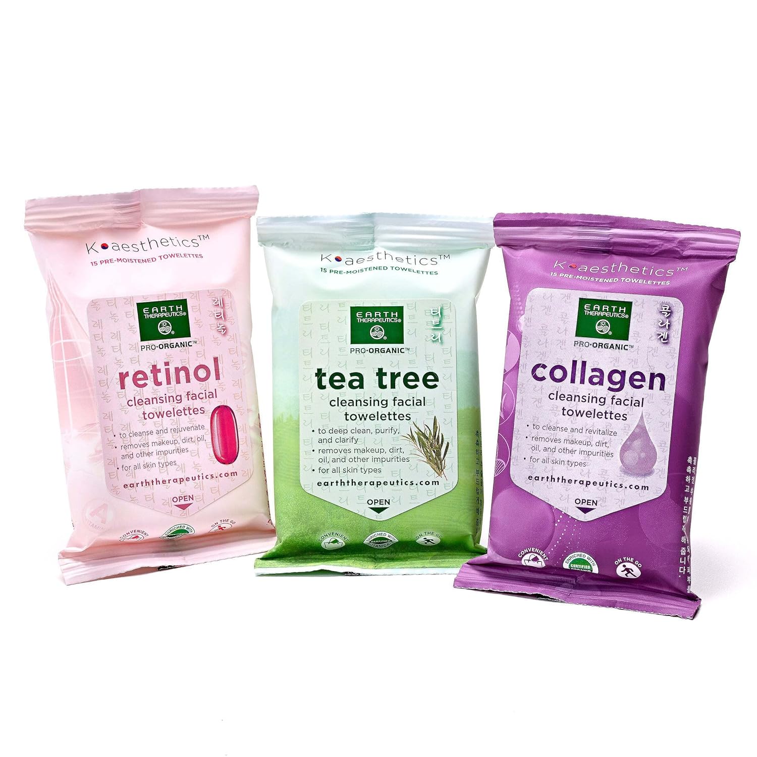 Earth Therapeutics Makeup Remover Wipes - Travel - 3 Pack