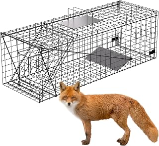 VASALAID Live Animal Trap Cage,43.6 X 18.1 X 16.9 inch Catch and Release,Foldable Humane Live Trap Cage Indoor & Outdoor for Foxes,Large Dogs,Coyotes,Raccoons,Woodchucks