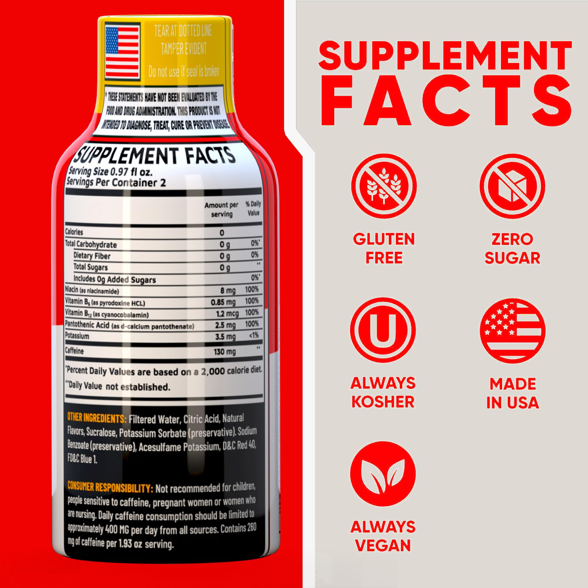 Fruit Punch Extra Strength Energy Shot 12 PK – 260mg Natural Caffeine B12 B6 – Energy & Focus Support – 2 Servings Sugar Free Zero Calorie Green Tea B-Vitamins Electrolytes Vegan – 1.93 fl oz — Amazon image 2