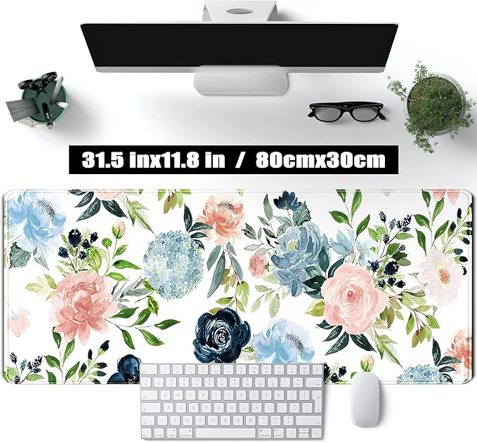 Alfombrilla para escritorio gaming 31.5x11.8 pulgadas floral miniatura 3