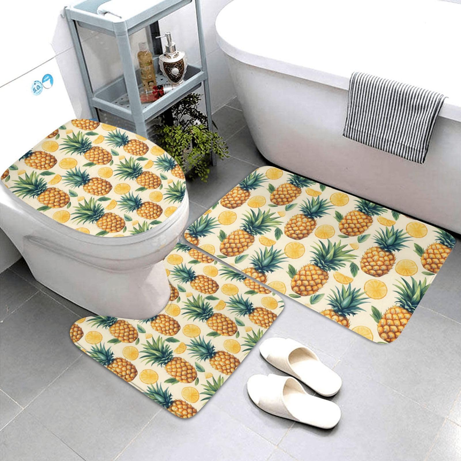Ensemble tapis de bain lavable antidérapant avec housse abattant U