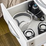 HOMCOM Ensemble de kiosques à nuit modernes 2, Tables de chevet avec 3 Tiroirs haute brillance pour chambre, blanc