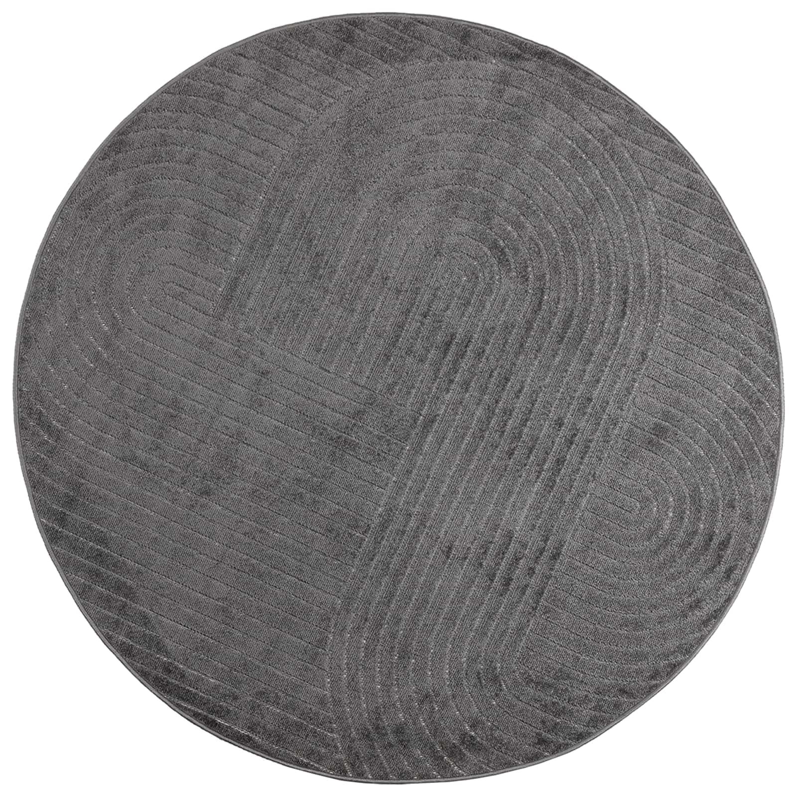 Tapis de passage antidérapant Palmeras anthracite rond 120 cm de salon