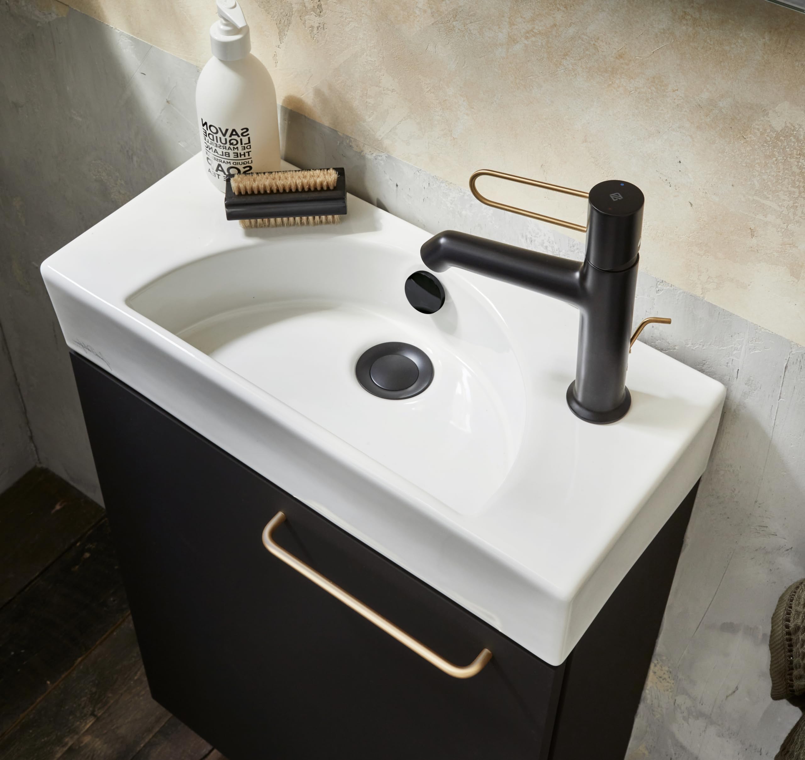 Lavabo céramique 50 cm JACOB DELAFON Trou de robinetterie à droite Nettoyage et entretien faciles ODEON RIVE GAUCHE EGO112-56-00