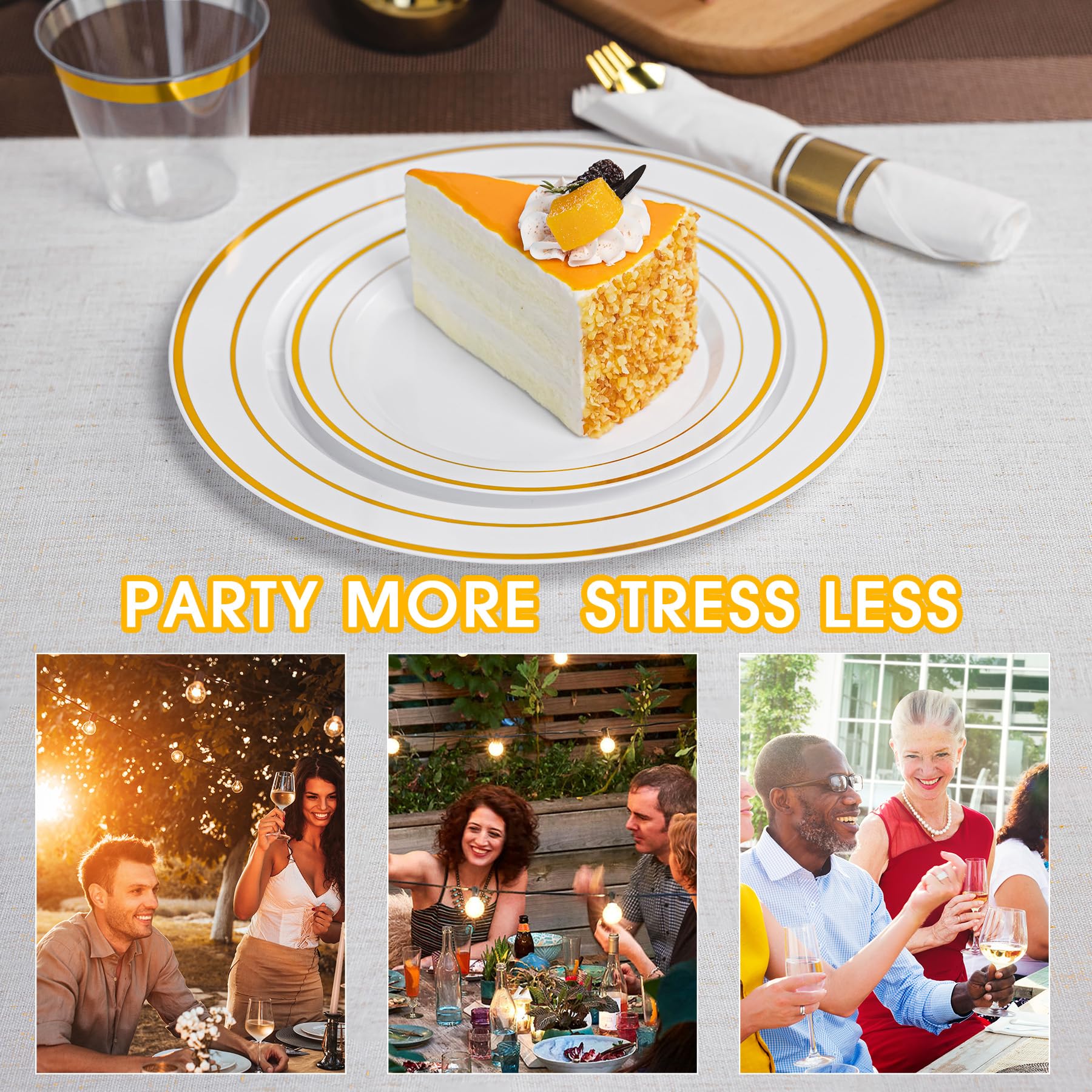 Gold Disposable Plates Set - 350 Piece -7