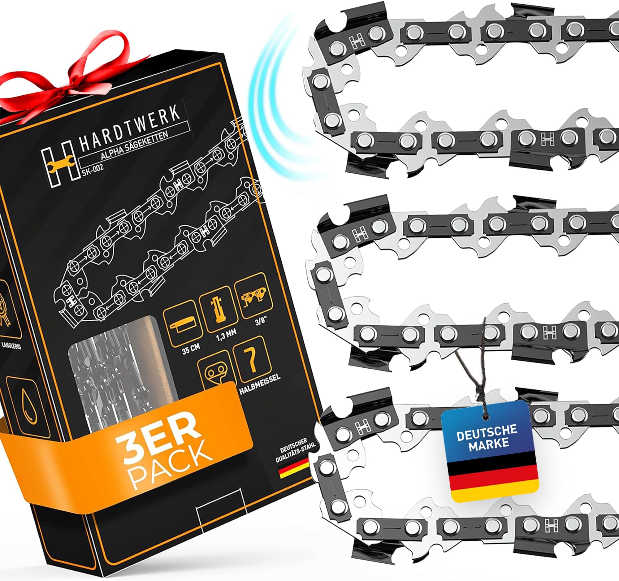 Lot De 4 Chaînes De Tronçonneuse 38cm - Pas 0.325", Épaisseur 1.5mm, 64 Maillons - Compatible Husqvarna, Dolmar, Makita