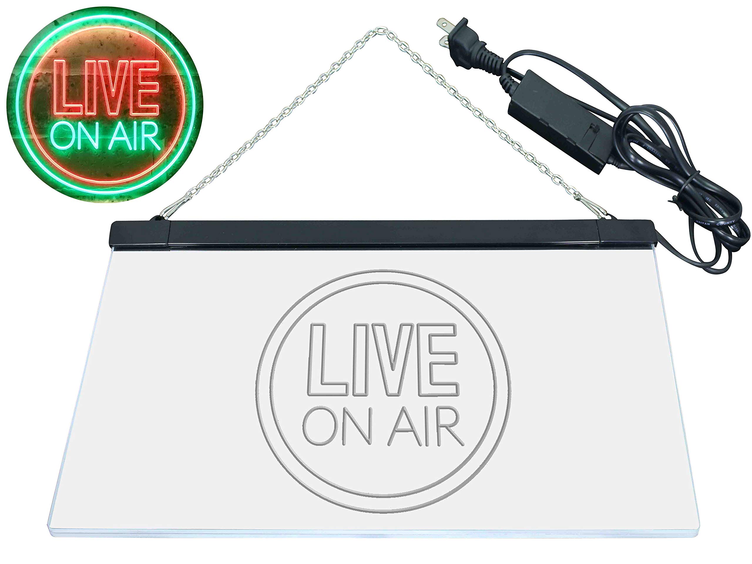 Live On Air Circle Display Dual Color LED Enseigne Lumineuse Neon Sign Vert et rouge 600 x 400mm st6s64-i3572-gr