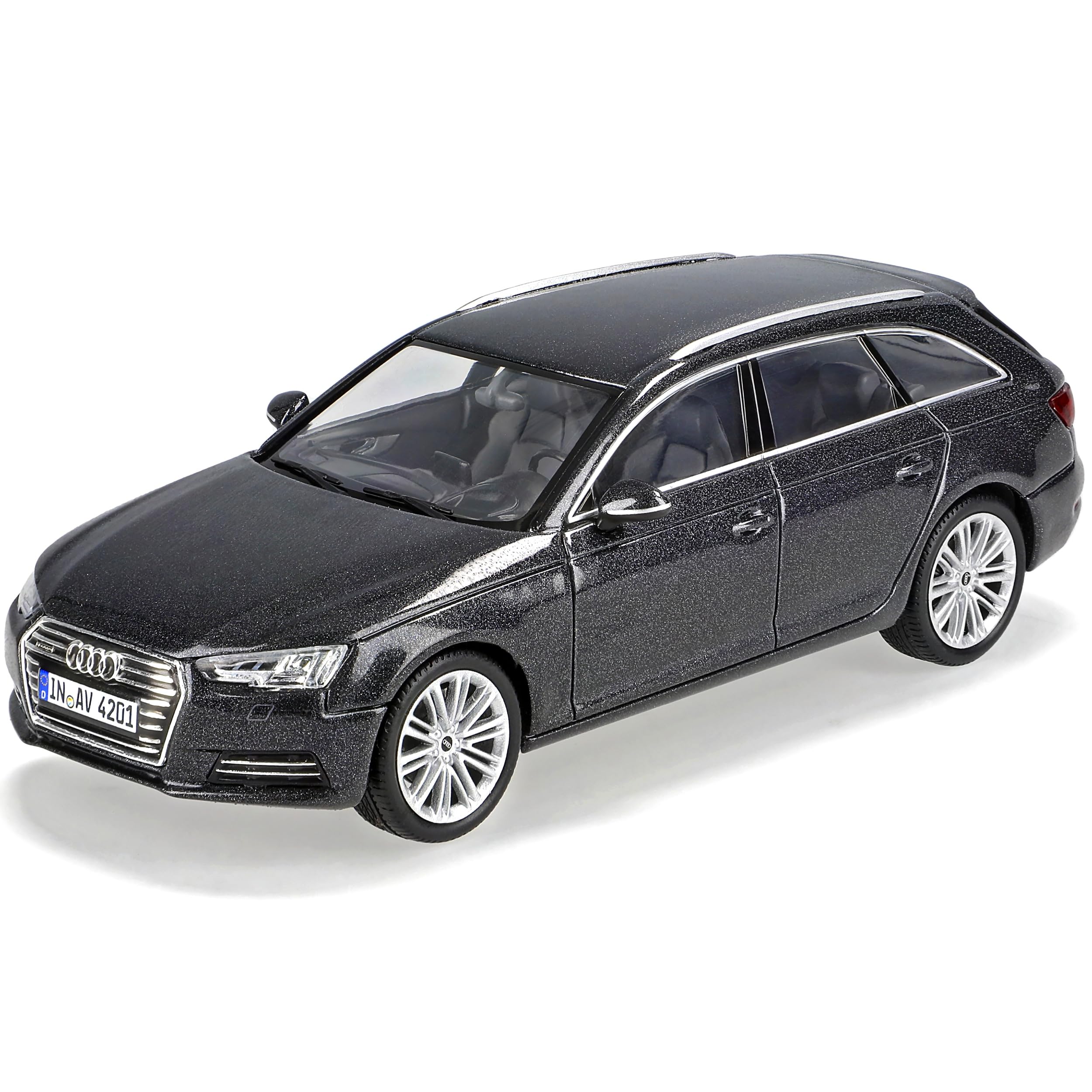 alles-meine.de GmbH A*u*d*i A4 B9 Avant Kombi Daytona Grau Schwarz Ab 2015 1/43 Spark Modell Auto mit individiuellem Wunschkennzeichen