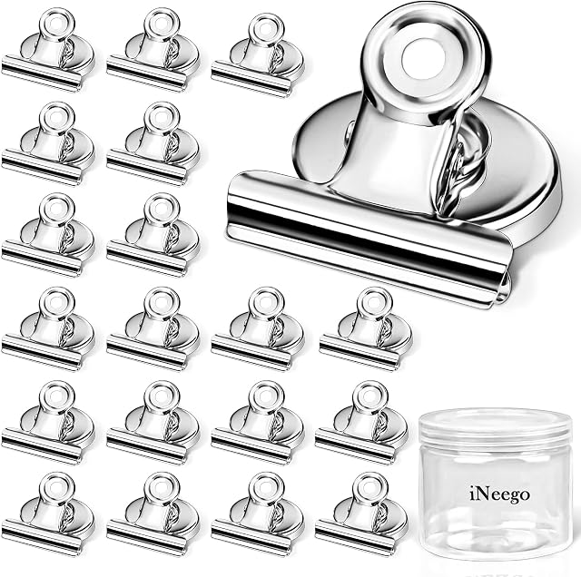 iNeego Magnetic Clips 20pcs Strong Fridge Magnet Hook Clips Perfect Magnetic Clip Kitchen Refrigerator Freezer Scratch-resistant Magnets Whiteboard Magnets for Home Office School