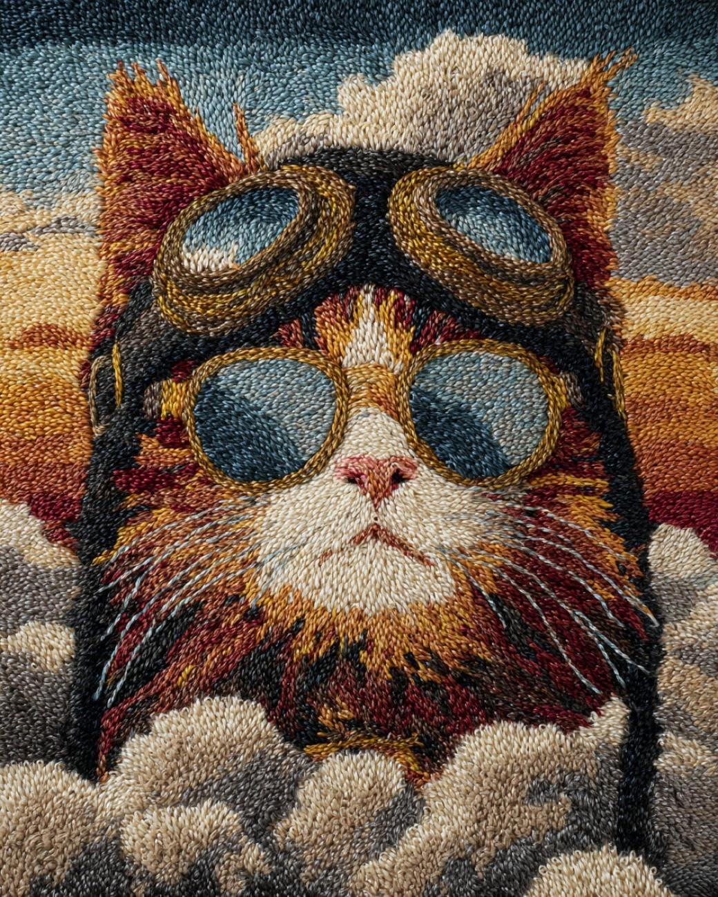 AMBATTERY Large Rug Making Kit Fantasy Cat 85x115cm