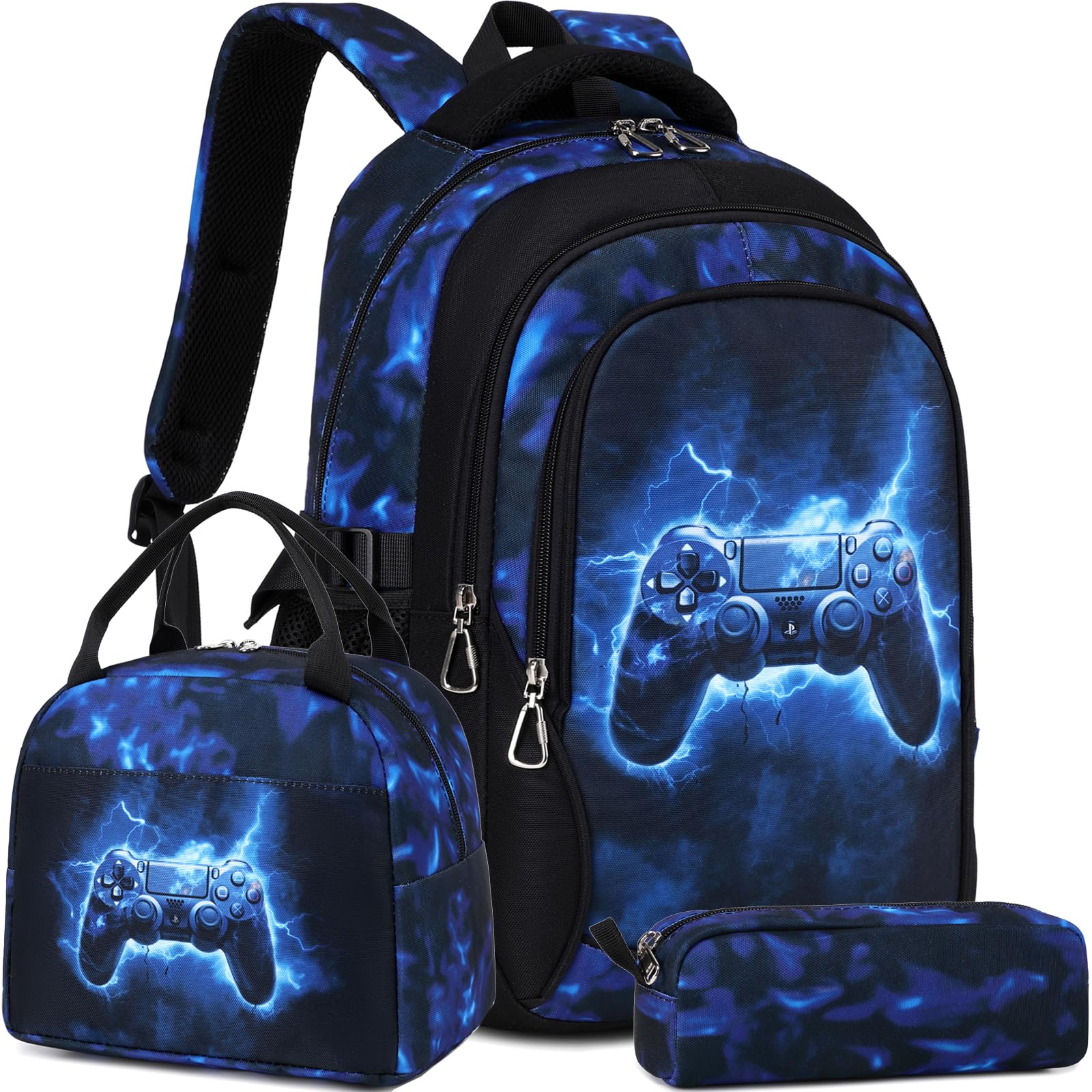 Meisohua Boys Backpack for School 3pcs Gamer Backpacks with Lunch Box Kids Bookbag for Boy Elementary Middle School Bag for Teens