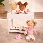 LullaBaby Baby Doll, 14-Inch Realistic Soft-Body Doll, Blue Eyes | Blue eyes, wavy light-blonde hair, pink sweater and pants, 2 hair elastics for styling play, pacifier included, 2+ Years