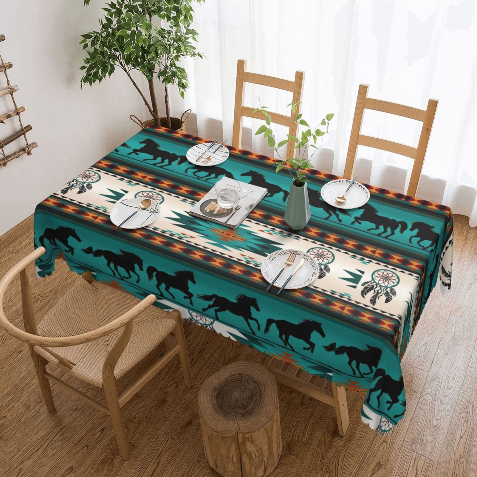 Nappe carrée en dentelle lavable et durable à motif cheval pour pique-nique facile