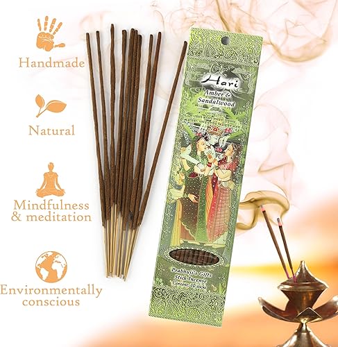 Miniatura 4 de Prabhuji's Gifts Hari Varillas de incienso espiritual enrolladas a mano de la India, varillas aromáticas, para meditación, yoga, relajación e