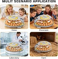 Vista 8 de Incubadora de 26 huevos para incubar huevos con guía de voz inteligente, vista de 360° con control automático de temperatura y humedad, giro