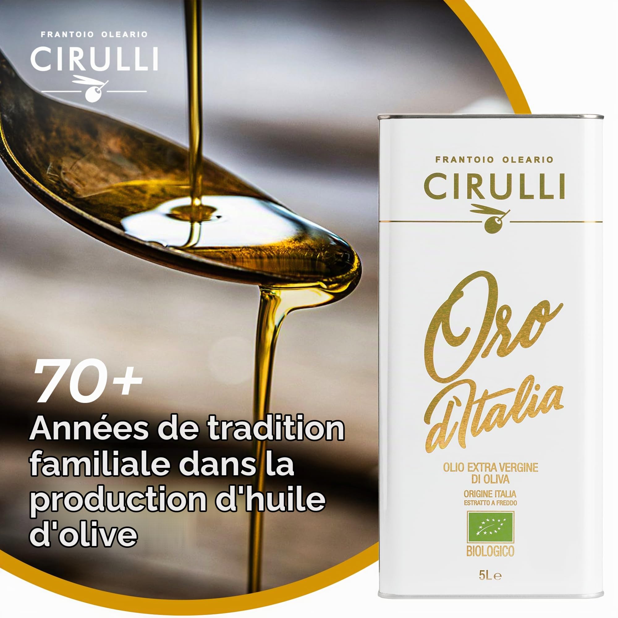 Cirulli Huile d'Olive Extra Vierge Bio-3Lx2- Boîte - Récolte Naturelle-Huile d'Olive Italienne de Qualité Supérieure-Brut & Non Filtrée - Sans Additifs-Goût Bio Exceptionnel avec Arôme Fruité