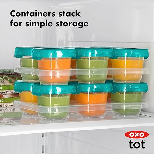Miniatura 6 de OXO Tot Baby Blocks - Contenedores de almacenamiento para congelador 2 onzas color verde azulado Rosa/Rebel Fun., Color verde azulado.