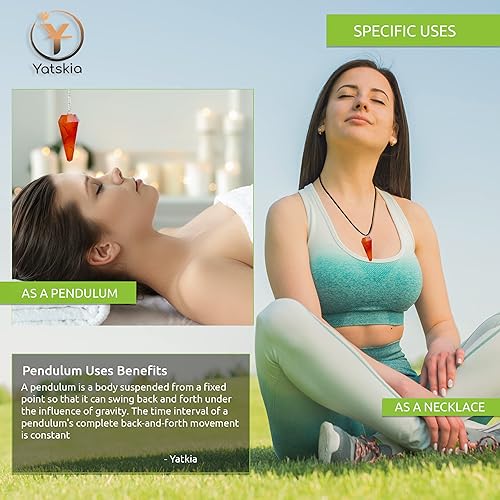 Miniatura 4 de YATSKIA Péndulo de cristal de cornalina para decoración de altar de radiestesia Reiki, péndulos de piedra de chakra, cristales de adivinación,