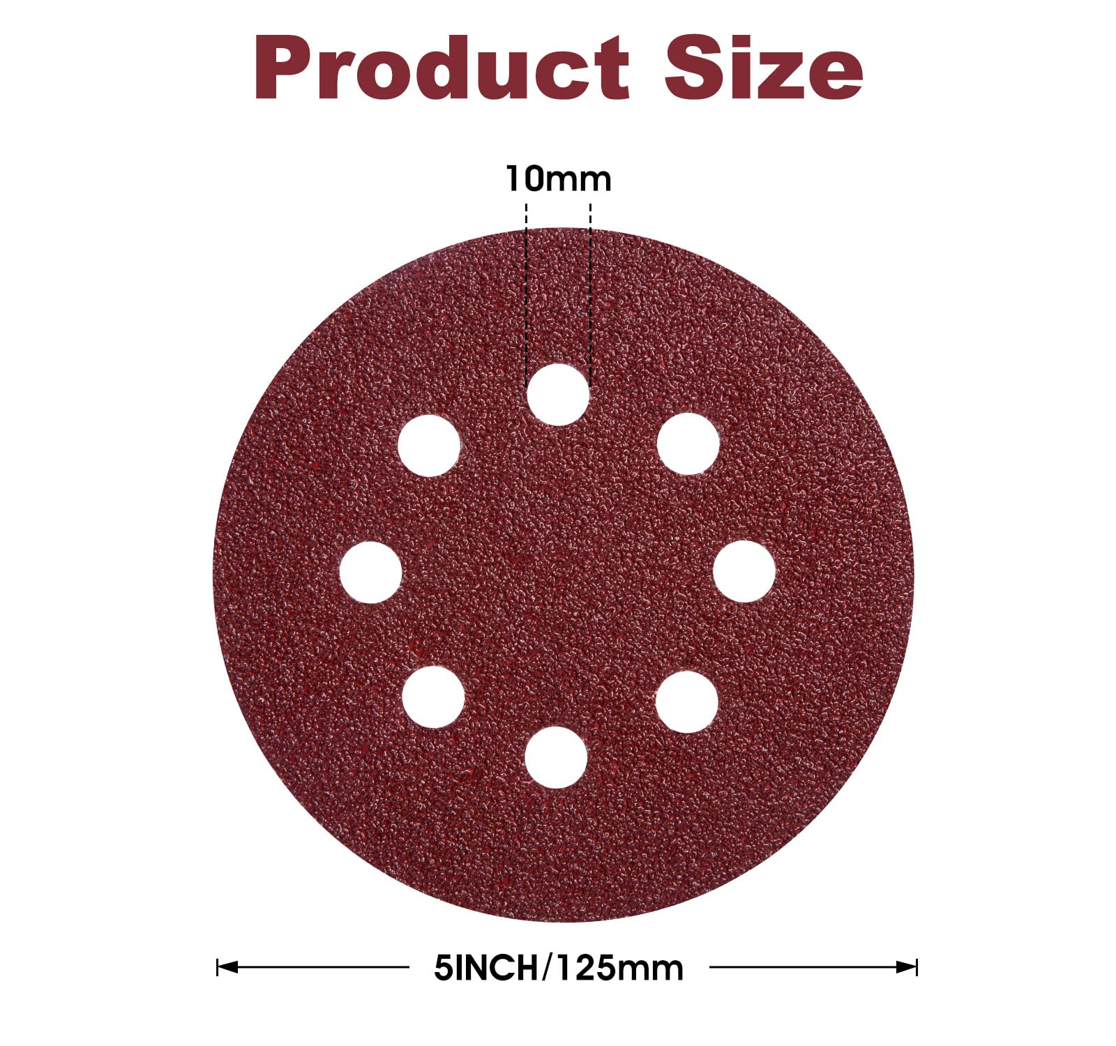 S SATC 150 discos de lija de óxido de aluminio de 5 pulgadas y 8 agujeros para carpintería, adhesivo de gancho y bucle para lijadora orbital aleatoria, grano 40