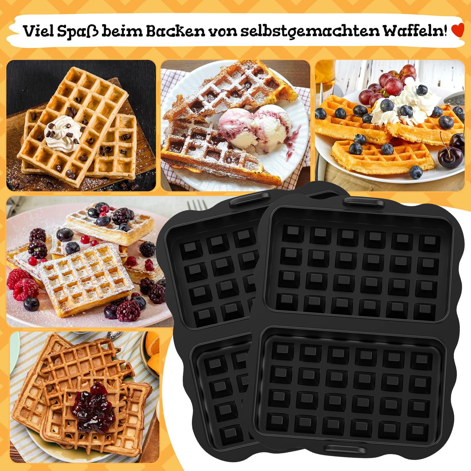 2 Pezzi Stampo Per Waffle In Silicone Per Air Fryer, Rettangolare, Compatibile Ninja (AF500EU, AF400EU, AF451EU, SL400EU) - 2