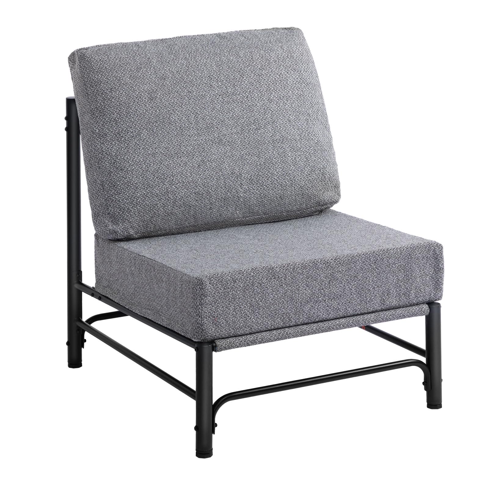 HollyHOME Mid Century Modern Accent Chair, Comfy Reading Chair with Soft Cushion, Metal Frame Fabric Large Lazy Chair, Upholstered Lounge Sofa Chairs for Living Room, Bedroom, Balcony, Black