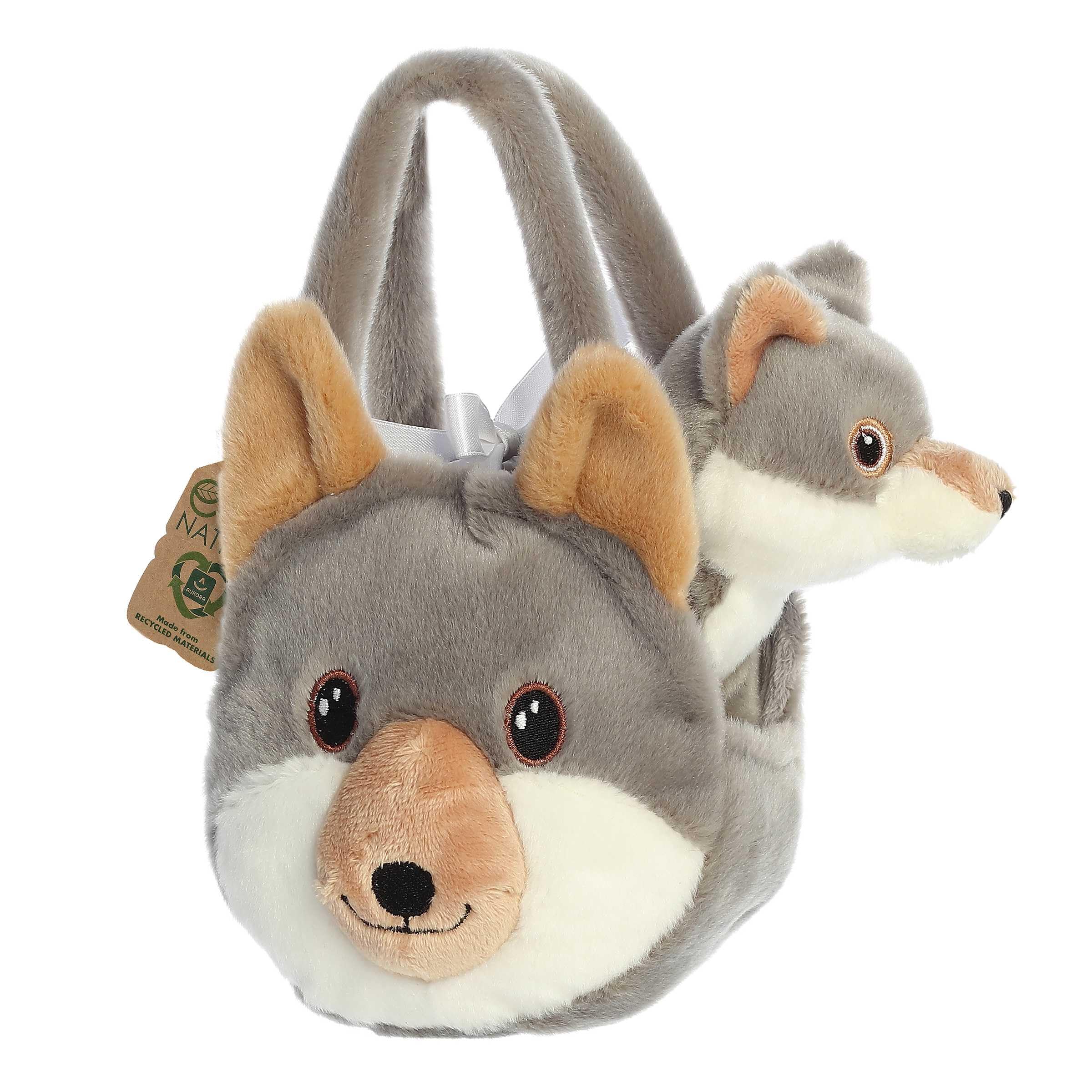 Aurora® Eco-Friendly Eco Nation™ Lupo di peluche - Coscienza ambientale - Materiali riciclati - Grigio 15,2 cm