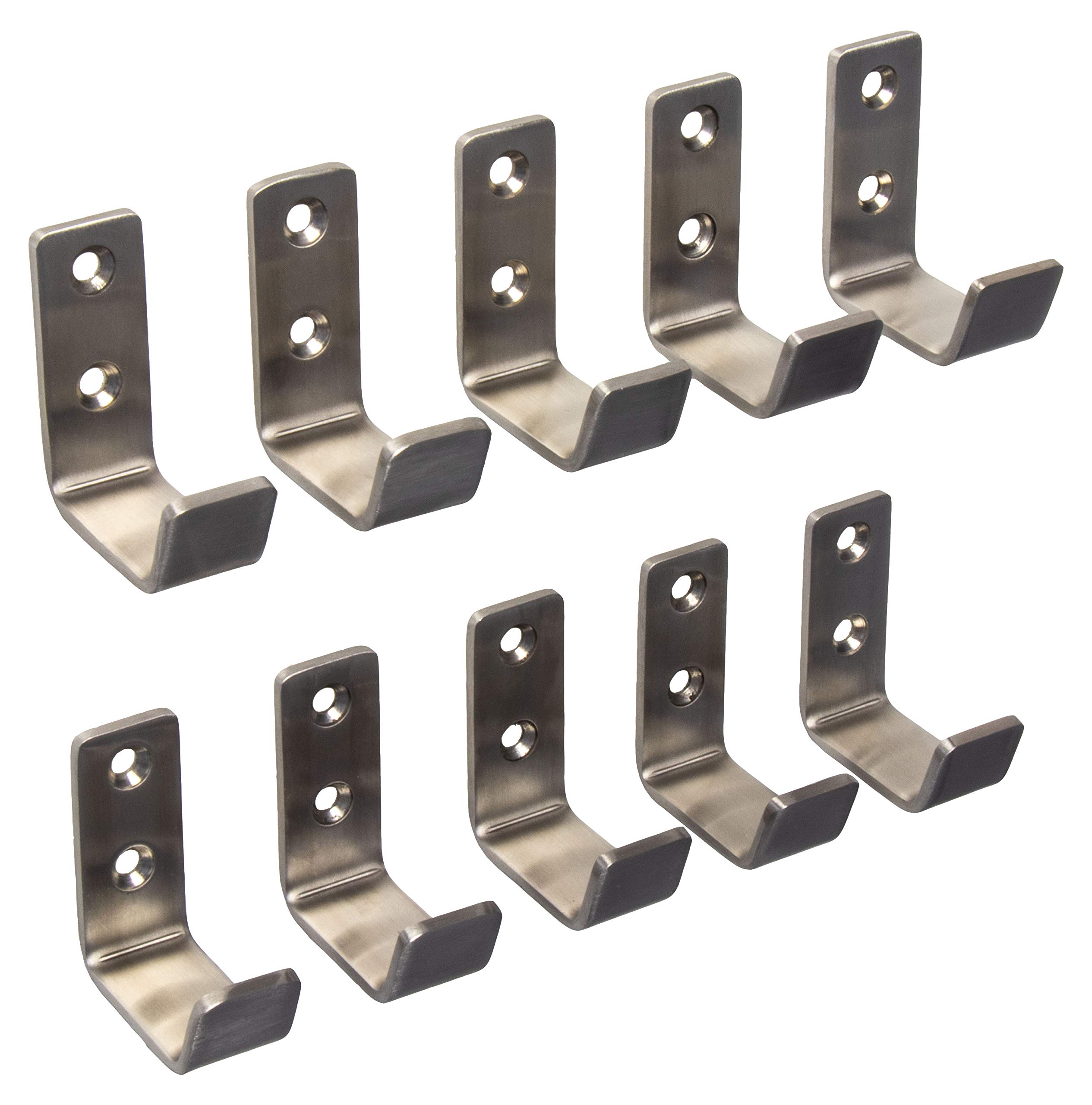 Gedotec Stainless Steel Coat Hook - Sandra - Small | 48 X 20 Mm | Curved Design | Hook For Screwing | 10 Pieces - With Mounting Material