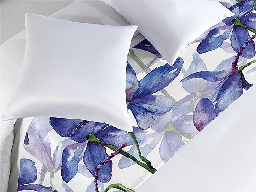 Ambesonne Camino de cama de flores, diseño de acuarela de Delphinium e Iris con estampado de amor primaveral, bufanda decorativa para hoteles,