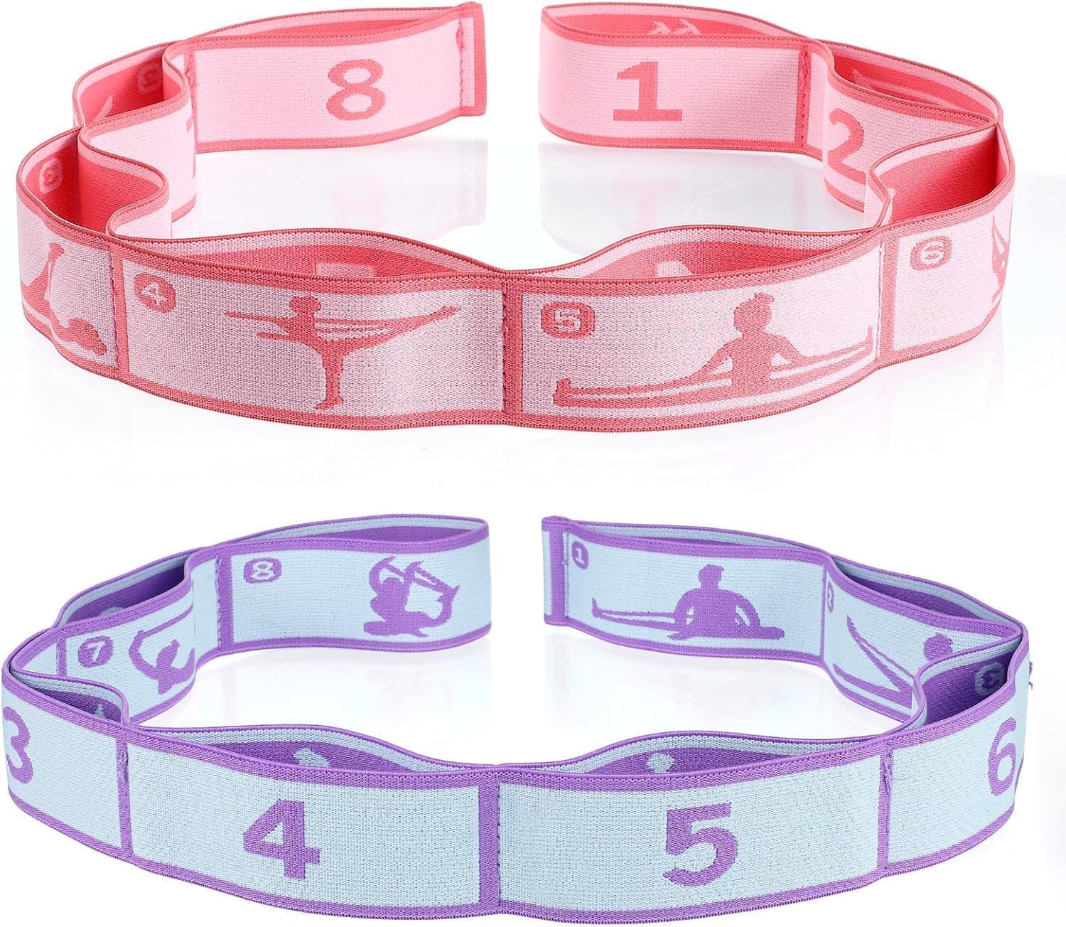 IEKEODI Elastic Yoga Stretching Strap with Loops,Stretch Straps for Physical Therapy, Pilates Stretch Band, Elastic Exercise Bands, Leg Stretching Band, Stretch Resistance Bands for Exercise
