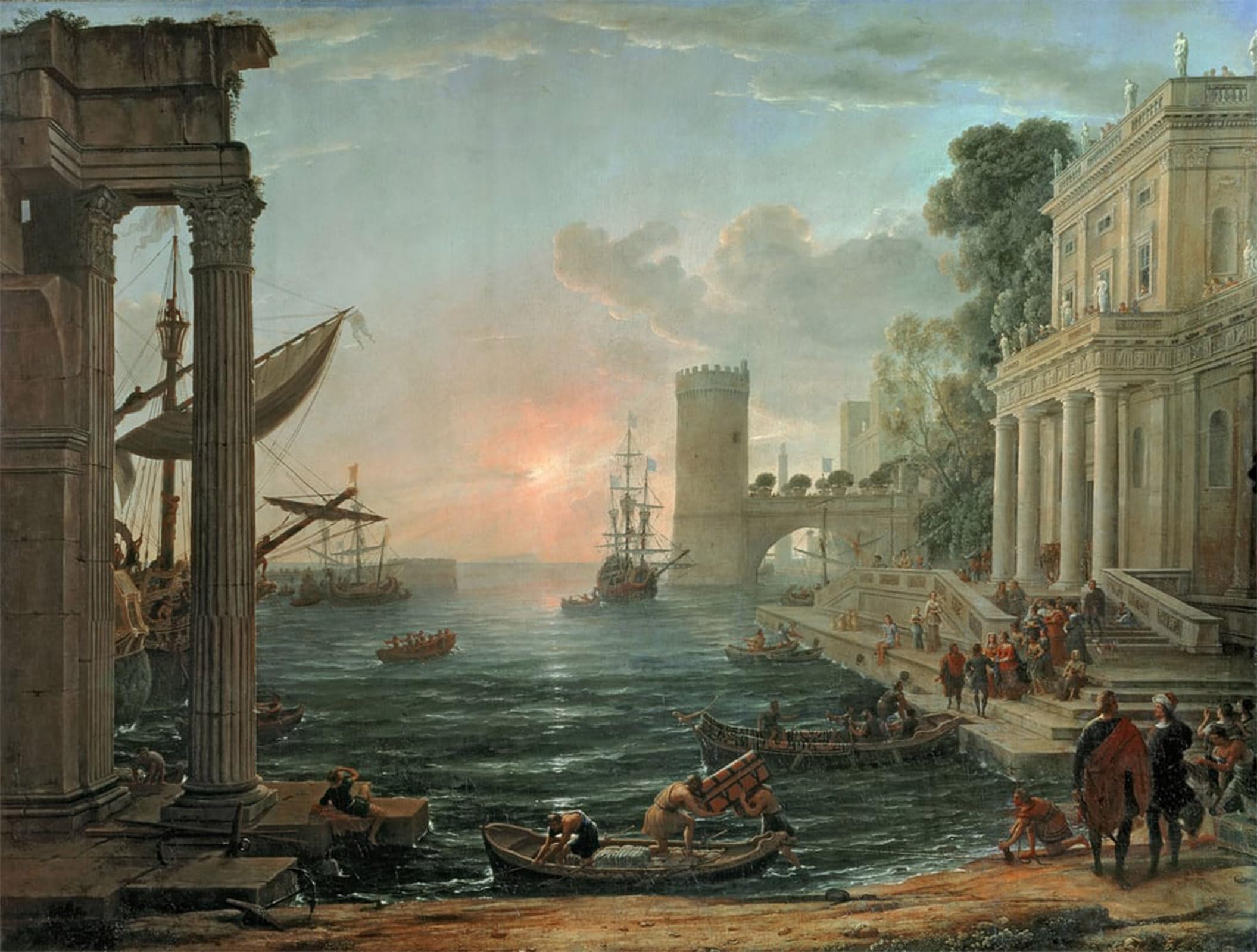 POSTERIIk Famous Print Pop Art Wall Art Graffiti Seaport with the Embarkation of the Queen by Claude Lorrain Art Prints for Home Decor 60x90cm