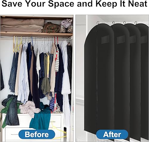 Miniatura 6 de CHENGBAIBAG Bolsas de vestir largas negras para colgar ropa de viaje, juego de 3 bolsas portátiles de viaje de negocios para hombre, protector de