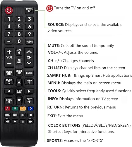 Miniatura 2 de Mando a distancia universal para Samsung TV, reemplazo para todos los televisores inteligentes Samsung LCD LED HDTV 3D