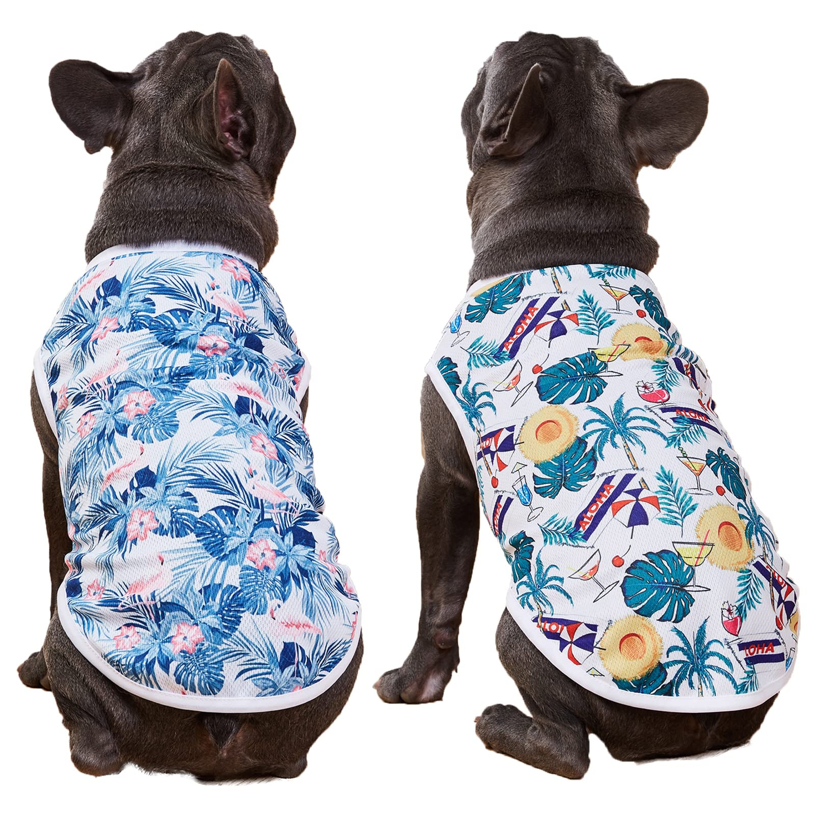 Naroume 2 Pack Dog Shirts - Dog Hawaii Shirts - Flamingo Pet Vest - Dog Summer Shirt Puppy Clothes,Soft & Breathable Mesh Puppy Shirt Beach Seaside Puppy Shirt Sweatshirt for Small Dogs Cats