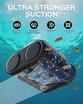 WYBOT (2026 Upgrade) C1 Cordless Robotic Pool Vacuum for Inground Pools, Above Ground Smart Pool Cleaner 4-in-1 Wall & Waterline Cleaning Up to 1,626 sq.ft, 150mins App Navigation (Orange)