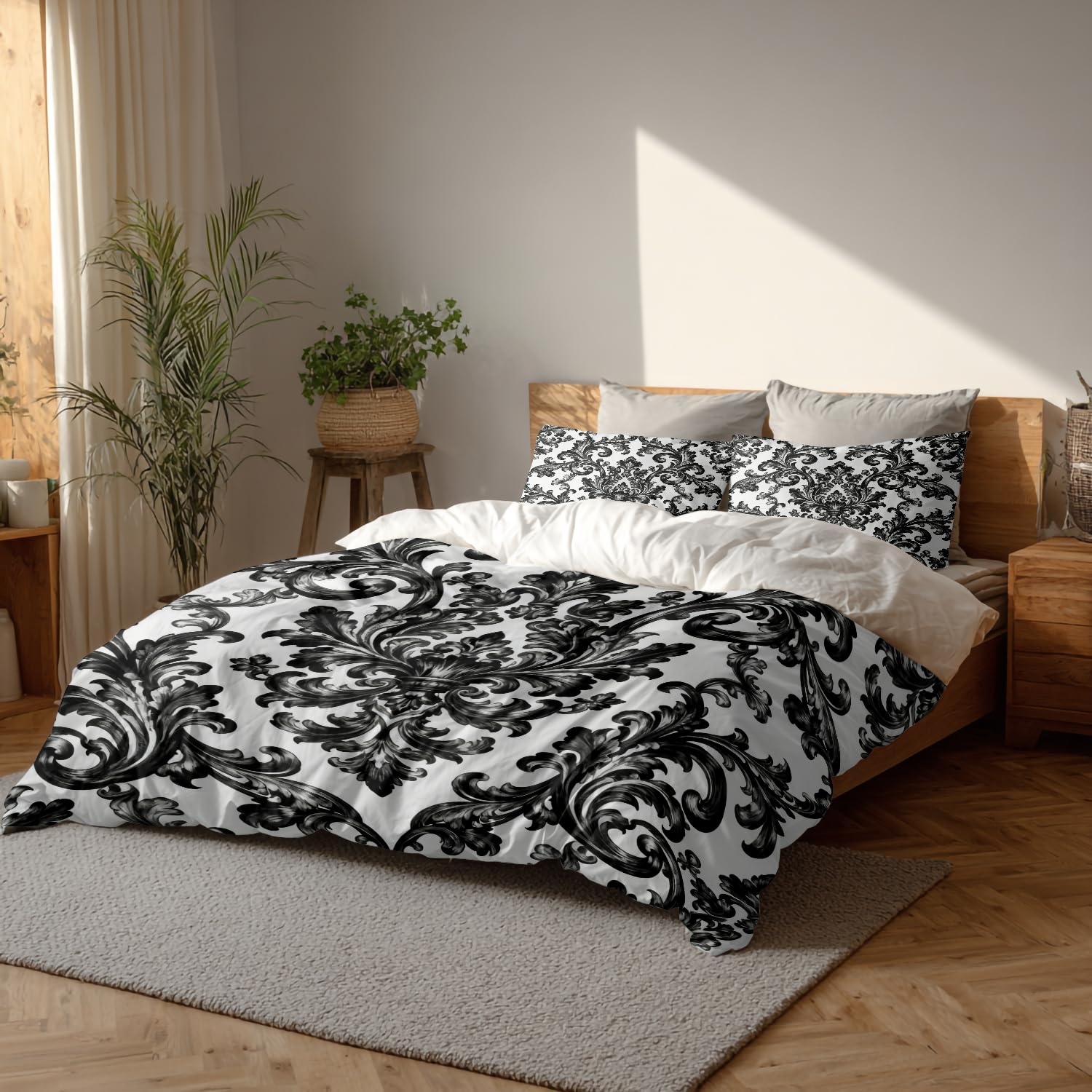 Housse de couette baroque pour très grand lit imprimé floral