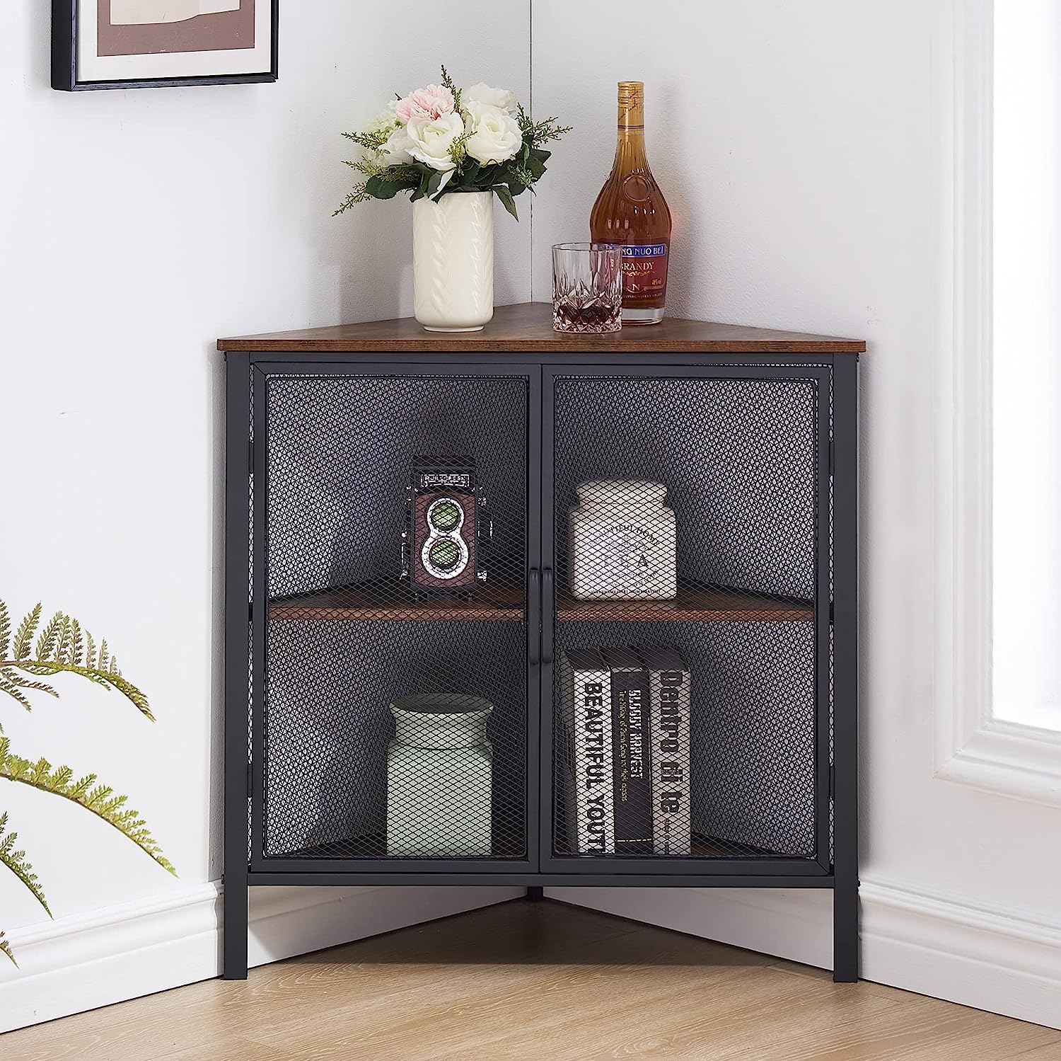 【新品・未開封】VECELO コーナーラック 本棚 ラック ブラウン Amazon｜VECELO コーナーラック コーナーシェルフ 扉付き コーナー棚