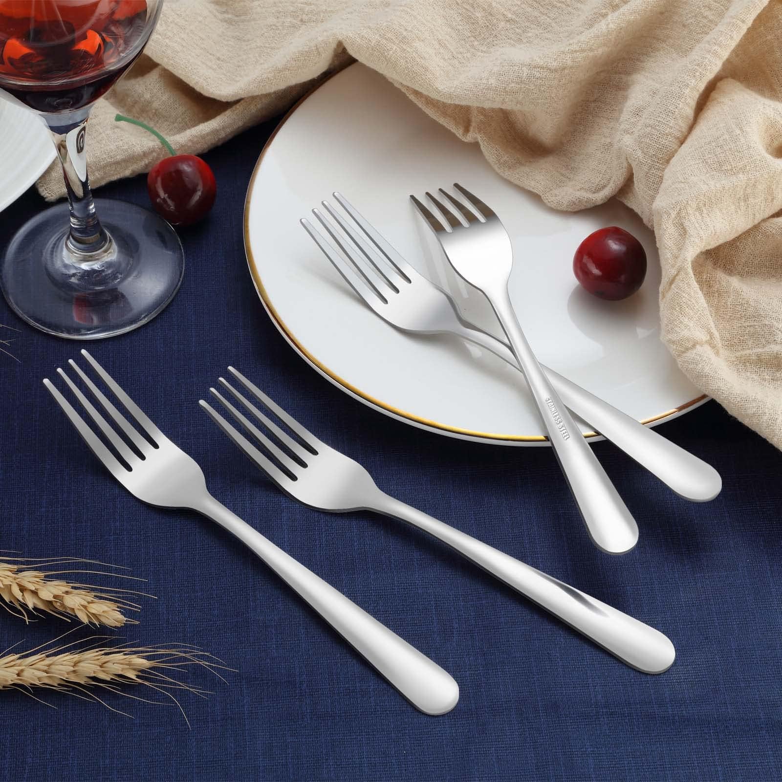 Juego de tenedores de 36 piezas, tenedores de acero inoxidable de 7.1 pulgadas, juego de tenedores de mesa duradero, uso para el hogar, cocina y restaurante, pulido con espejo, apto para