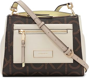 Calvin Klein Hadley Triple Compartment Crossbody, Brown/Khaki/Kelvin White Logo, One Size, Brown/Khaki/Kelbi White Logo