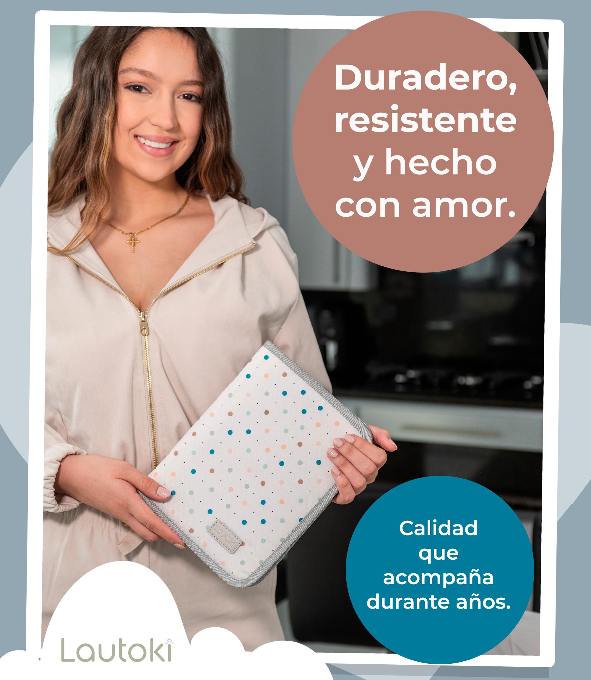Portadocumentos Bebé Impermeable con Cremallera - Funda para Cartilla Sanitaria y Documentos del Bebé - 8 Compartimentos - 25 x 19,5 x 3 cm - LAUTOKI®
