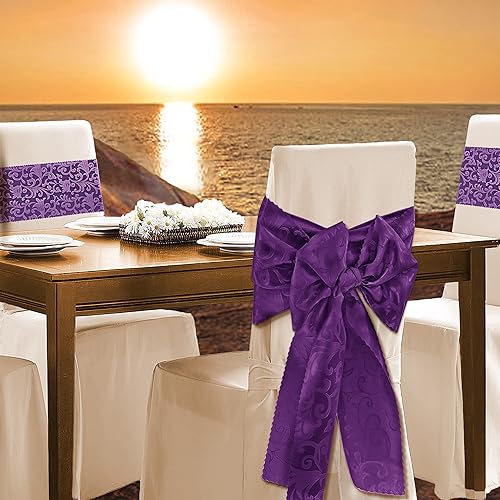 Miniatura 5 de Manyshofu 12 caminos de mesa de satén rojo  12 x 108 pulgadas, decoración de camino de mesa de damasco, camino de mesa jacquard brillante y suave,