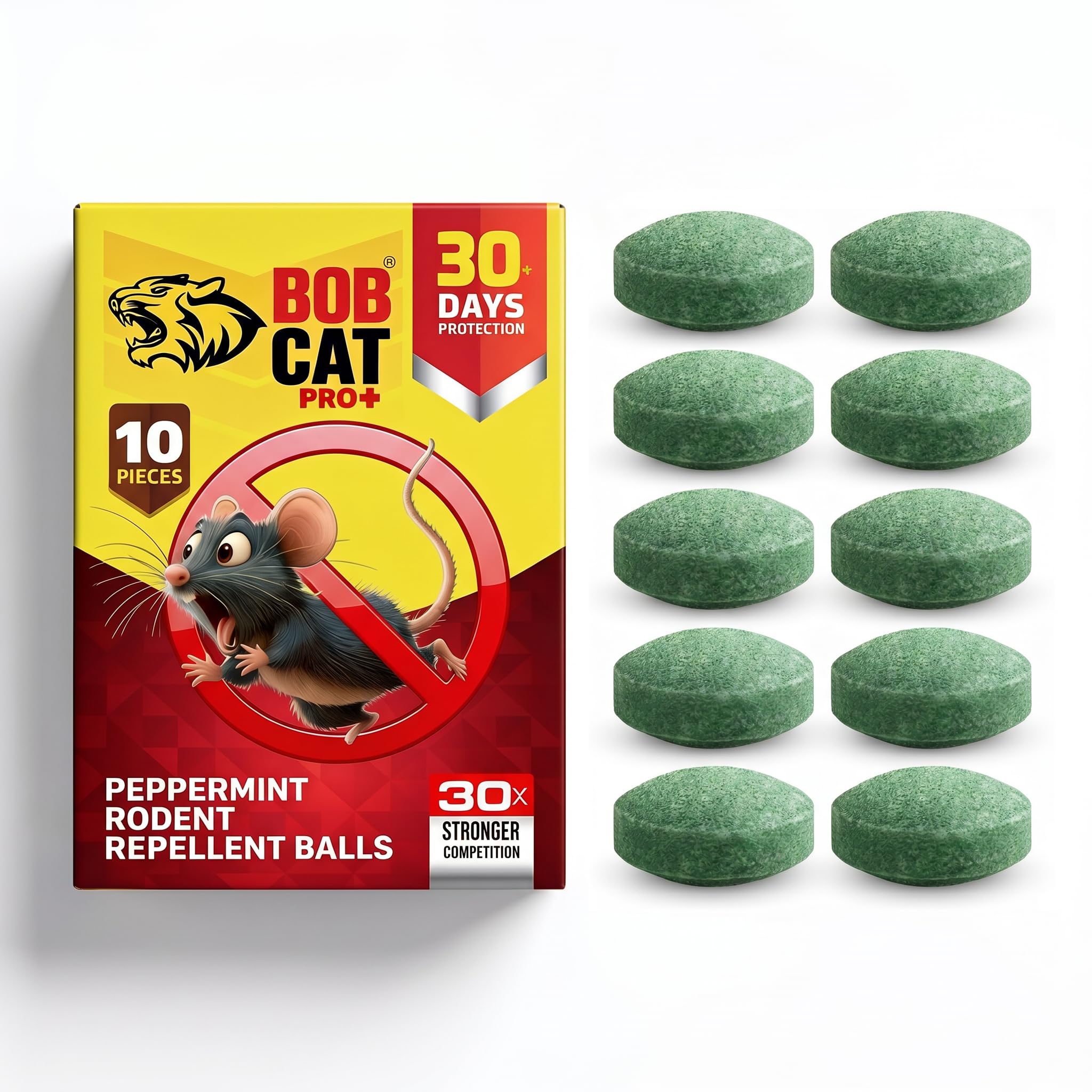 BOB CAT Pro+ Peppermint Repellent Rat Balls | Protection from Rodent | Safe No-Kill | 100% Herbal & Natural | 30-Day Protection | for Car, Home,Warehouse,Factory & Office | 10 Piece |Formulation 4X-picture-23