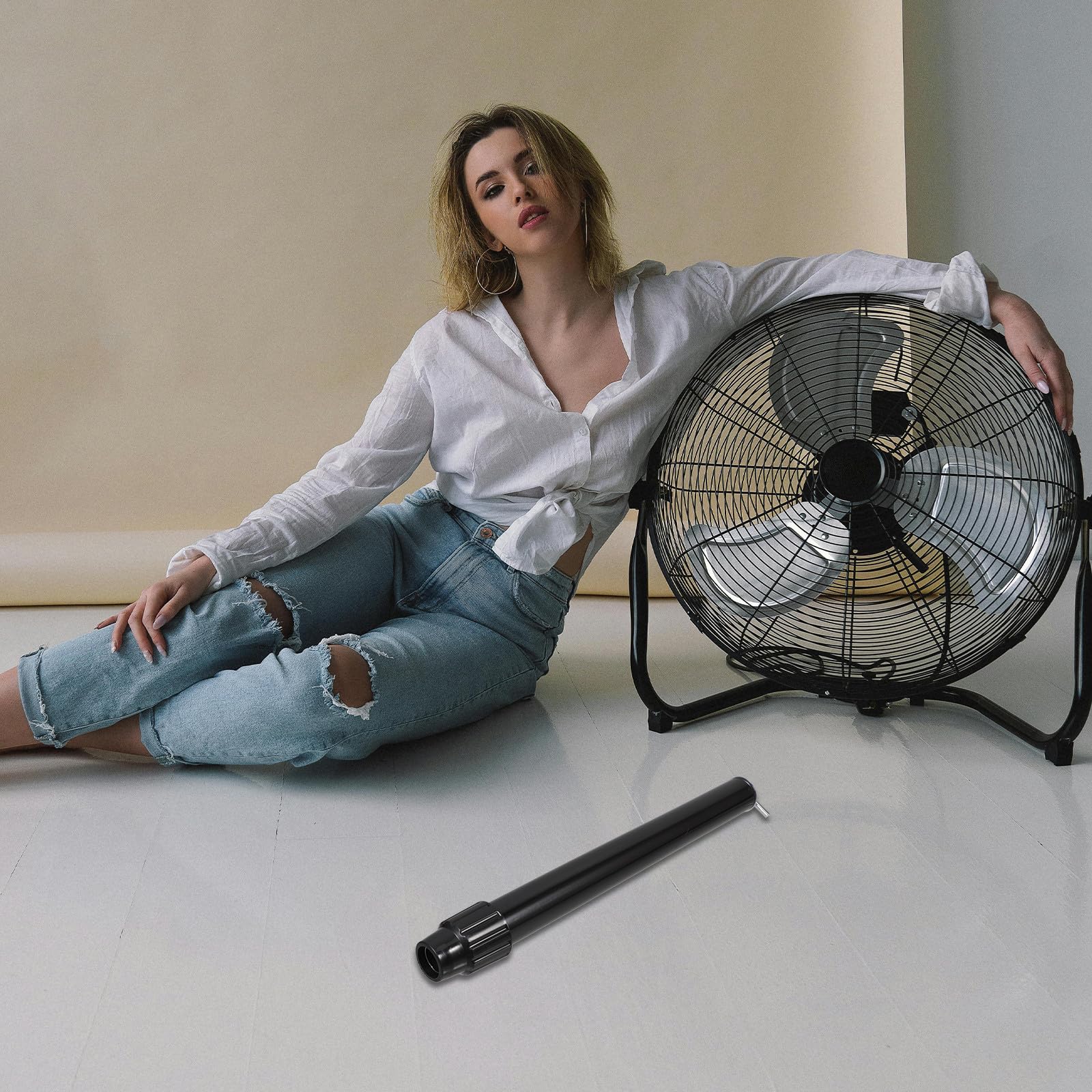 DOITOOL Asta Estensibile in Ferro Nero per Ventilatore Piantana Resistenza alla Deformazione, Compatibile Universalmente, Supporto Regolabile per Ventilatore da Terra Elegante