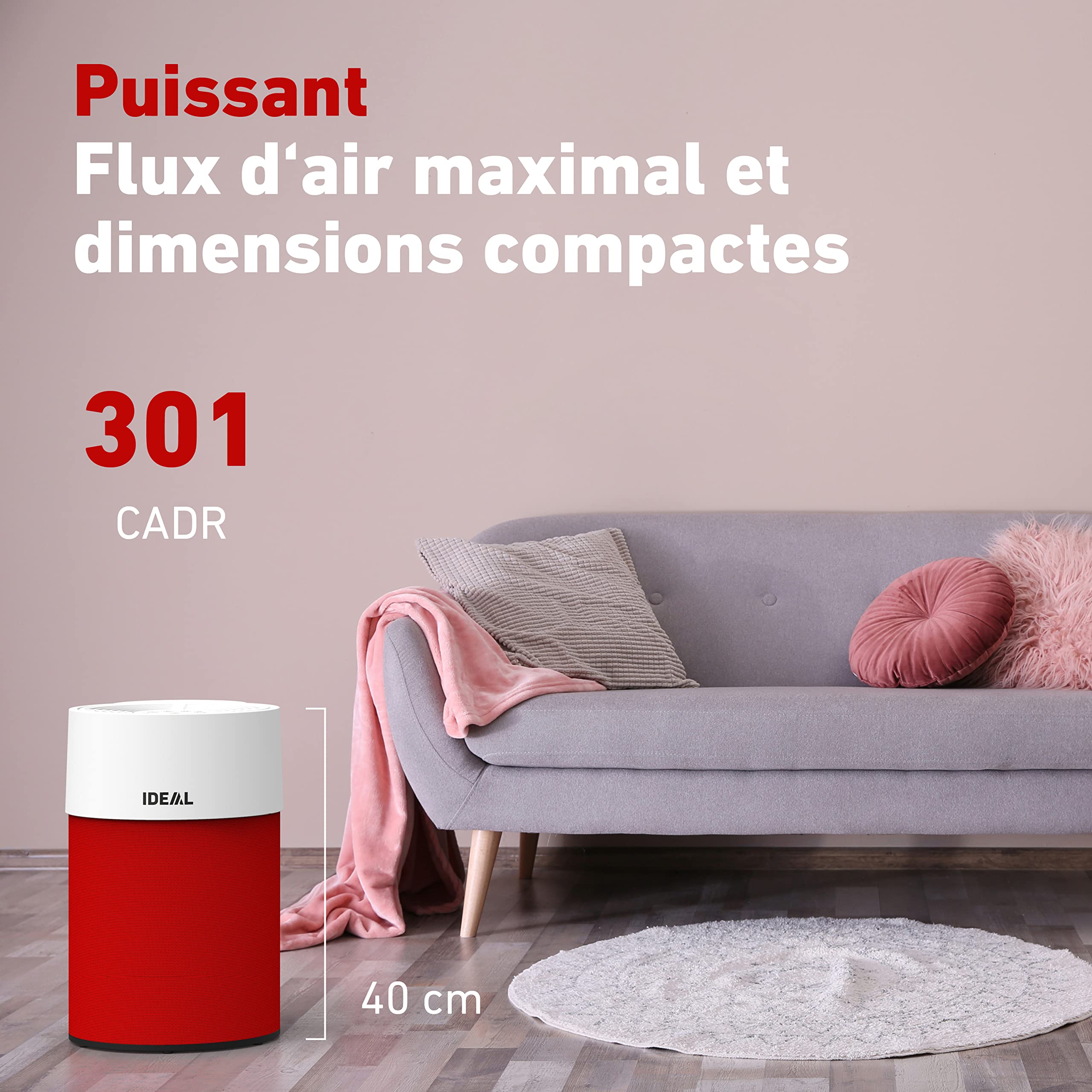 IDEAL - Purificateur d'air AP30 PRO jusqu'à 40m² I Made in Germany I Rouge I Filtre HEPA & charbon actifr qui élimine 99,99% des allergènes, pollens, bactéries, fumées… I Pour les allergiques