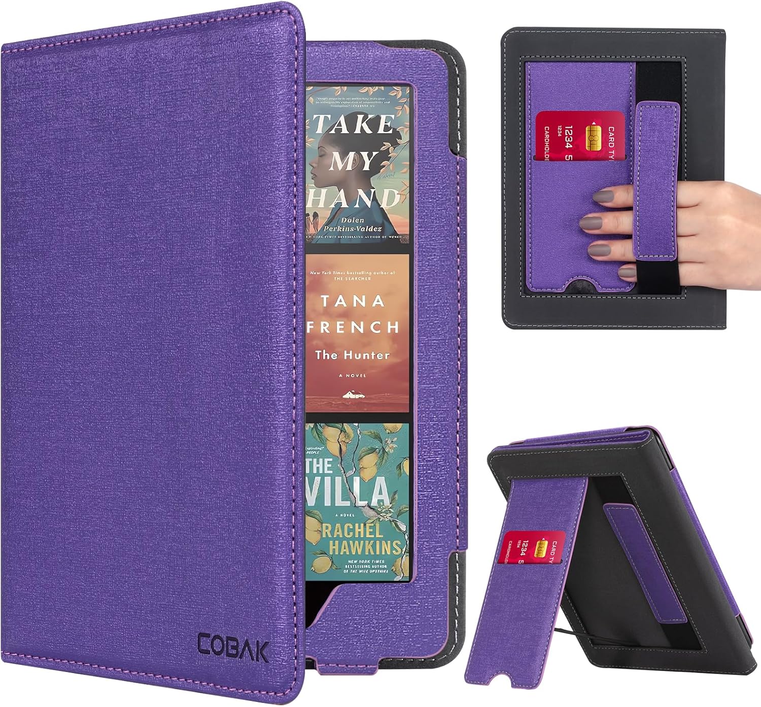 CoBak Case with Stand for Kindle Paperwhite 12th Gen 2024 Released (7") & Kindle Colorsoft Signature Edition - Durable PU Leather Cover with Auto Sleep Wake, Card Slot, Hand Strap Feature