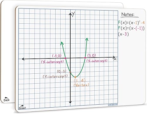 Pizarra blanca de borrado en seco de 11 x 14 pulgadas, pizarra de borrado en seco de doble cara con cuadrícula para el hogar, escuela, aula, niños y
