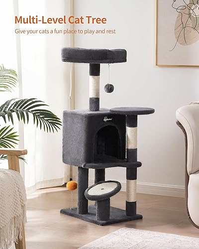 Miniatura 10 de FourFurPets Árbol para gatos, torre para gatos de 27 pulgadas, condominio para gatos, perca grande para gatos, cuevas para gatos, cesta para gatos,