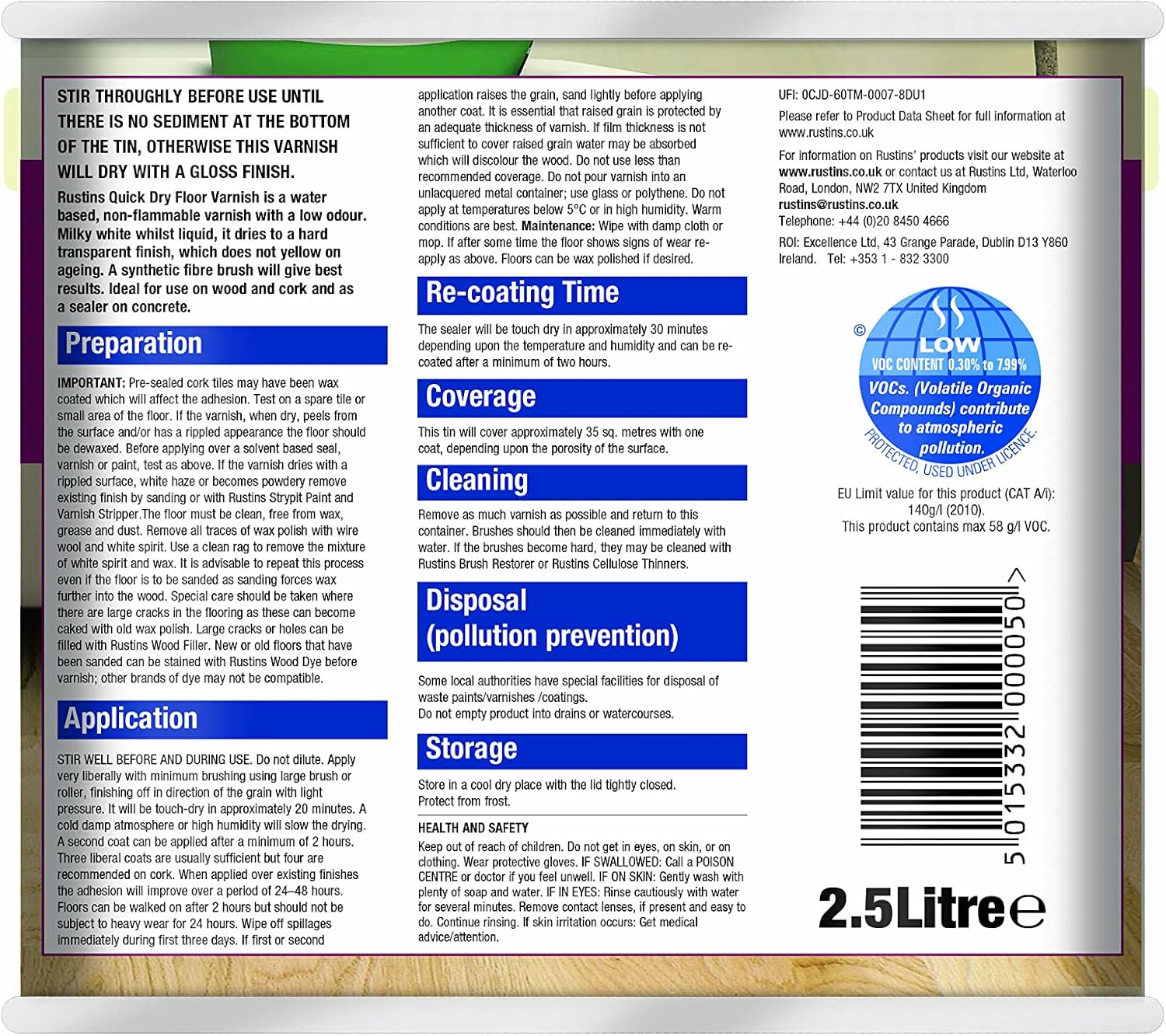 Floor Varnish Clear 2.5L Satin